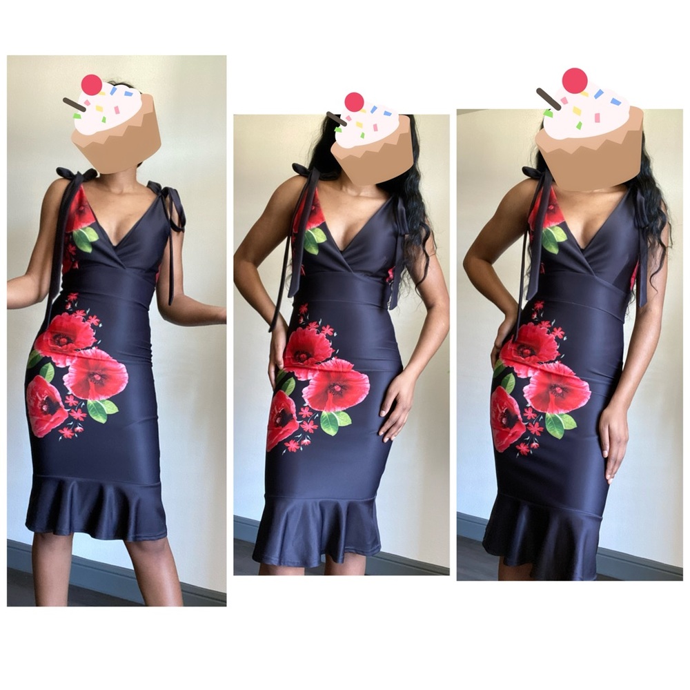 True Violet Black sleeveless bandage midi dress